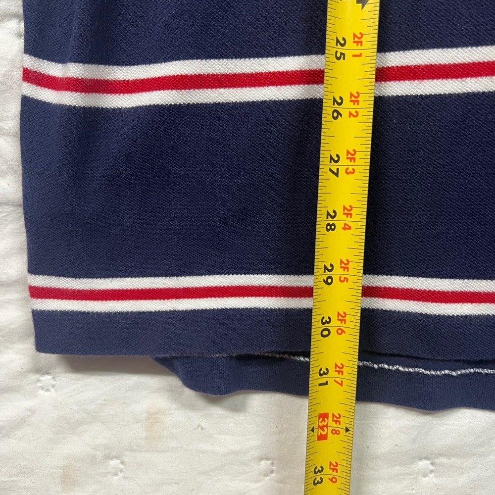 Polo Ralph Lauren Mens XL Navy Red White Striped Short Sleeve Pique Polo Shirt - Picture 7 of 9